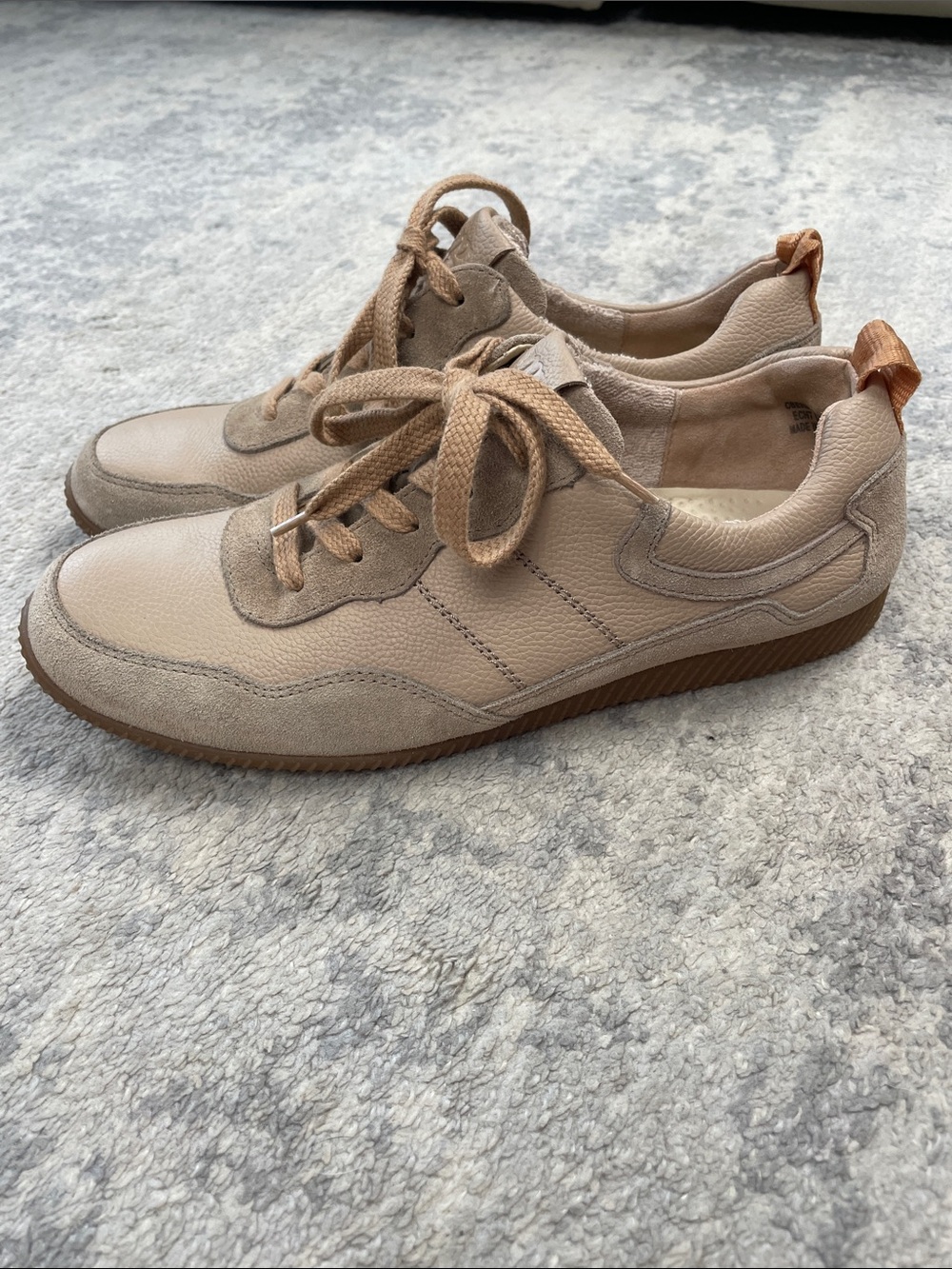 New Paul Green Chantel Sneaker Low Top Lace Up Almond Combo Leather Suede US 9.5 - Picture 4 of 15